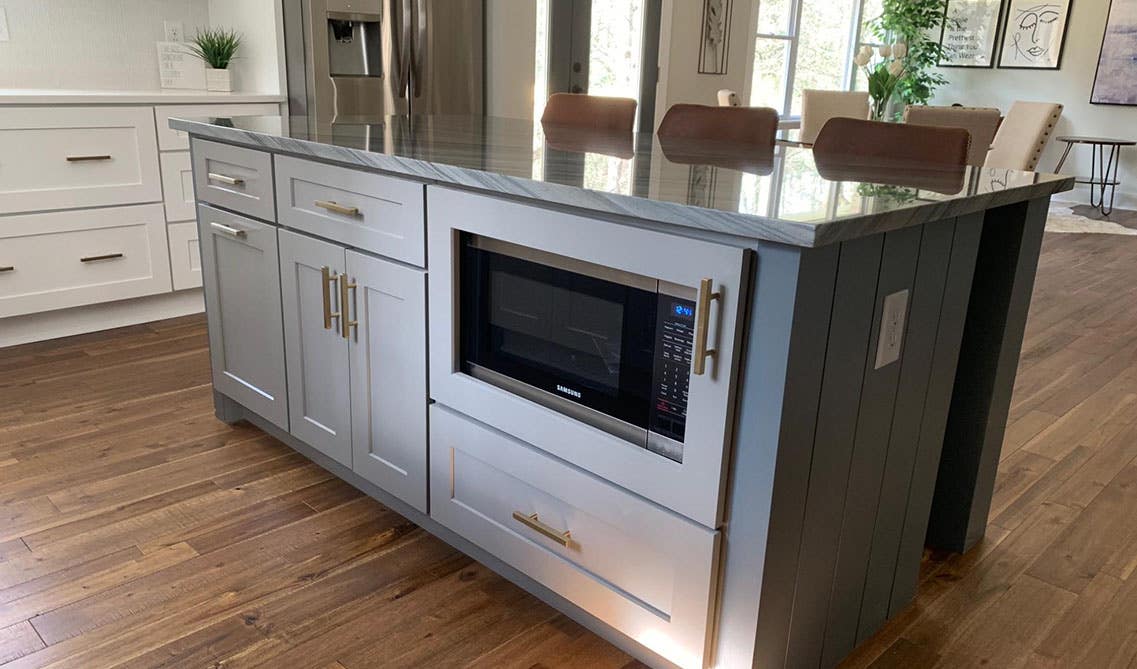 Microwave cabinet kitchen island