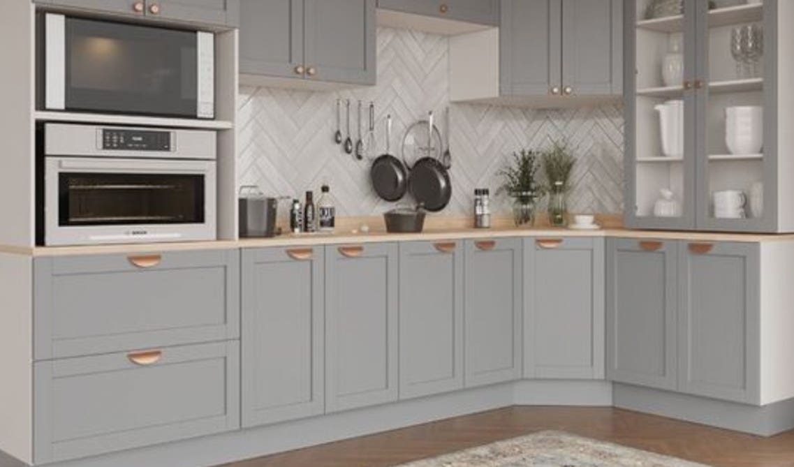 L Shape kitchen with MDF Cabinets