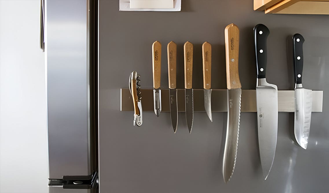bulky knife blocks with a magnetic knife strip