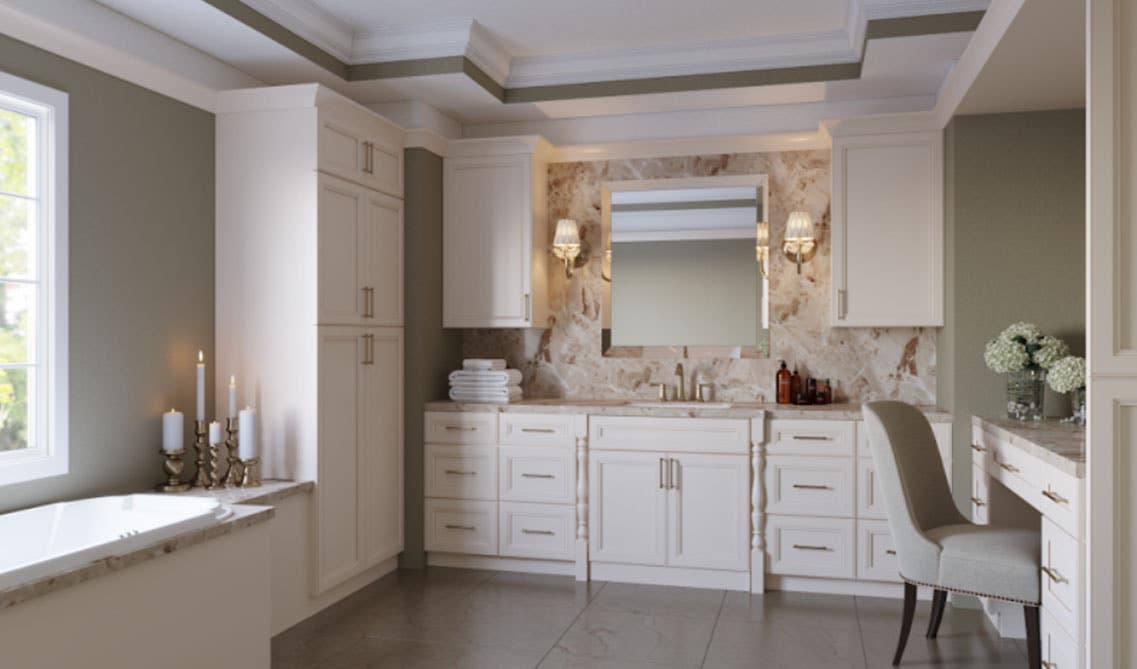 White bathroom with marble luxury tiles