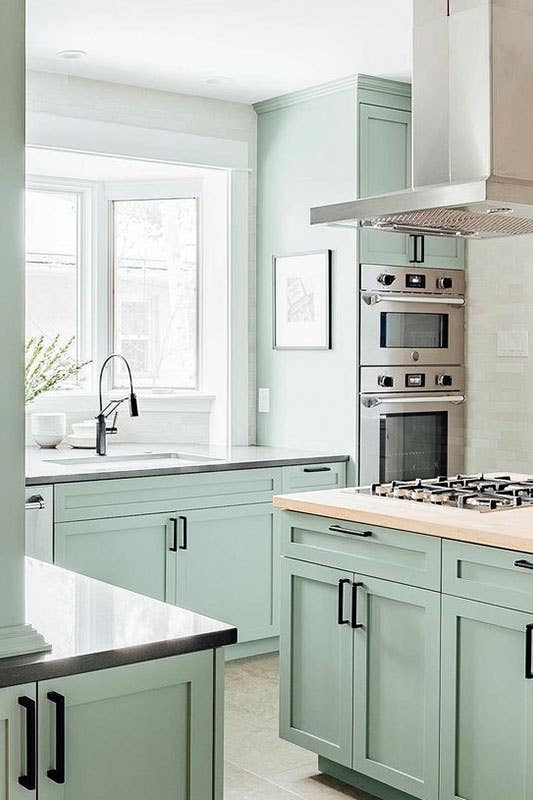 Modern kitchen with Mint and White kitchen color