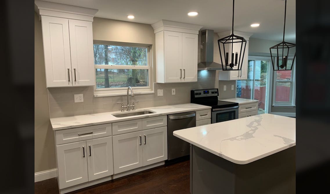 One-Wall Kitchen with white cabinets