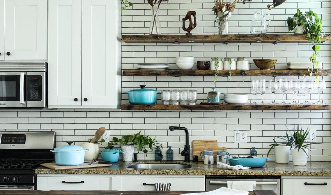 Kitchen with open shelving