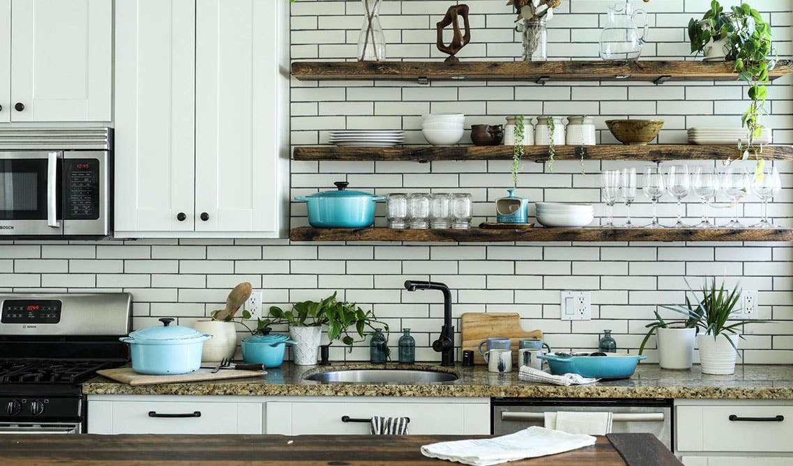 Kitchen with open shelvings