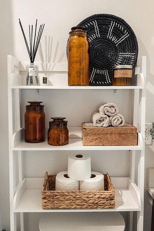 Over the Toilet Shelving with fragrance and toilet papers