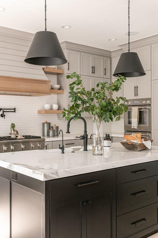 Porcelain Countertops with black cabinets