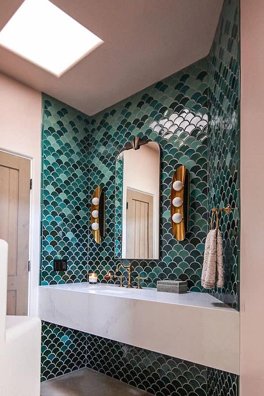 Powder Room with skylight window