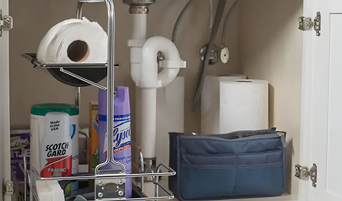 In-built pull out basket cabinet organizer 