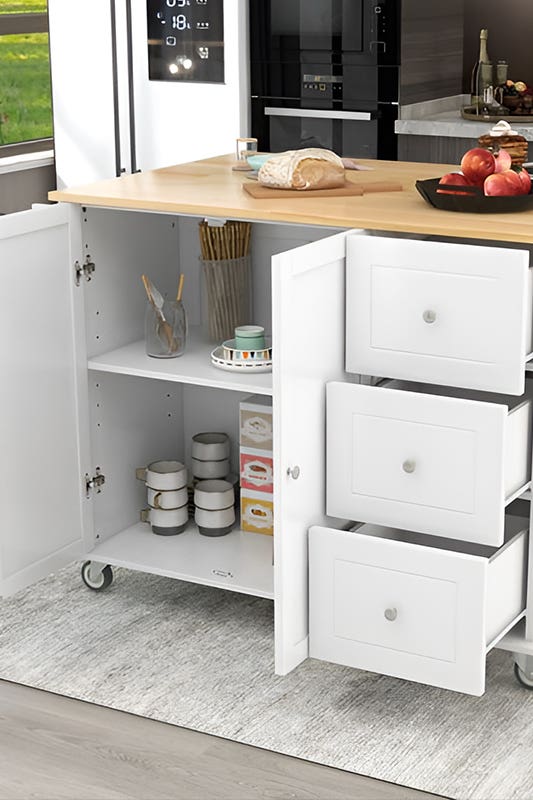 rolling kitchen island with wooden top 
