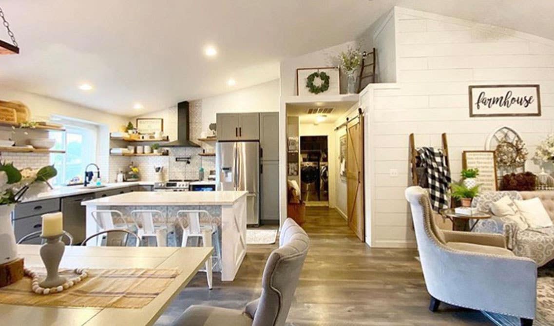 open kitchen with white color scheme