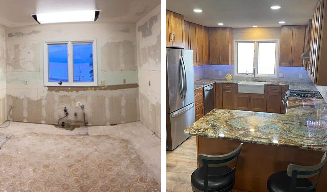 Before and after photos of Total Kitchen makeover