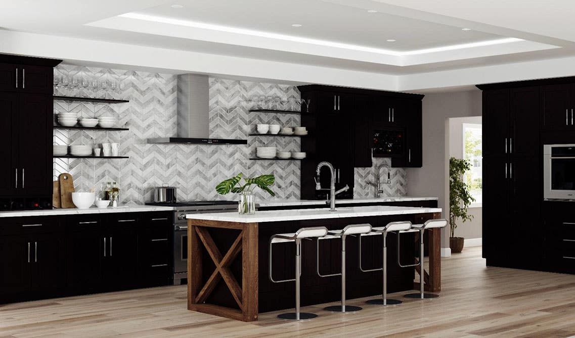 White Countertop with dark cabinets