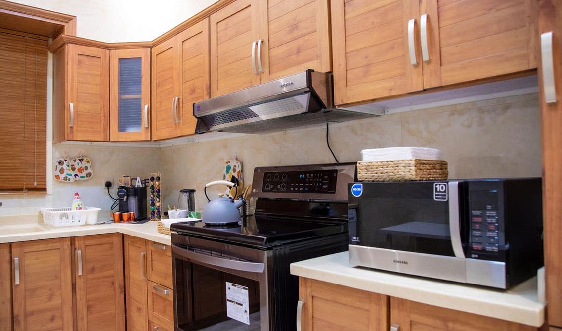 Kitchen with Shiplap Style cabinet door