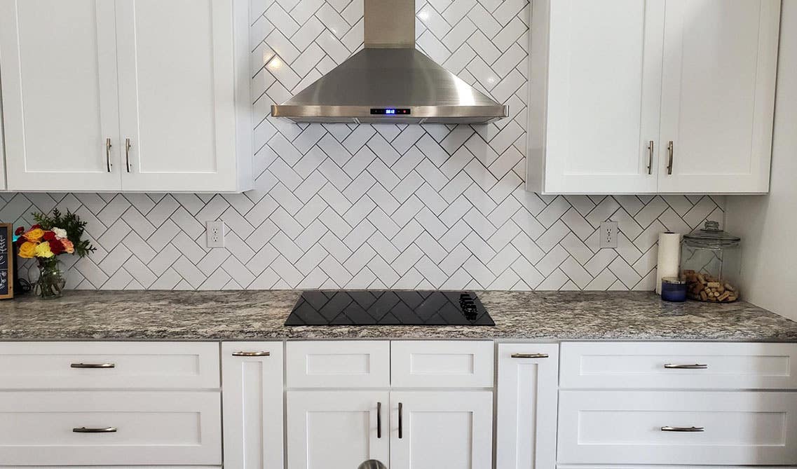 Single Wall Kitchen with White Cabinets