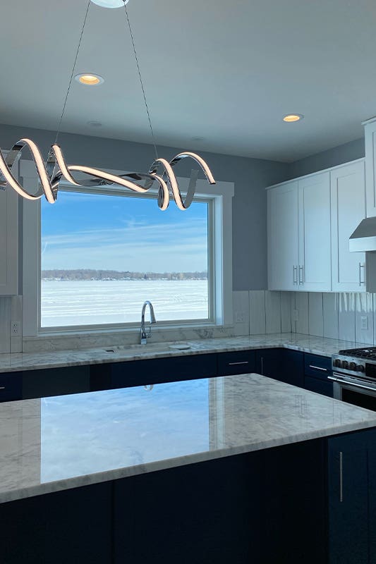 Small kitchen island lighting option