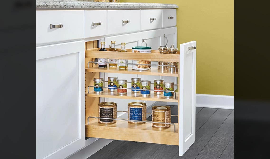 Spice and jar rack in White Shaker Cabinets