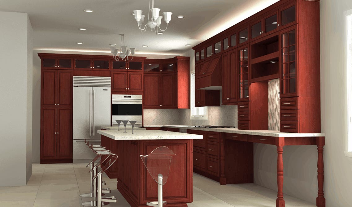 Traditional Kitchen With Cherry Cabinets