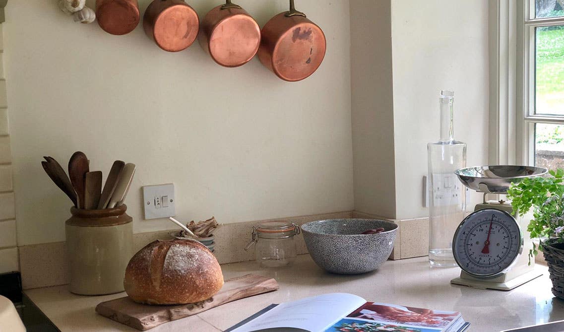 Kitchen Corner with Vintage Cookware Display