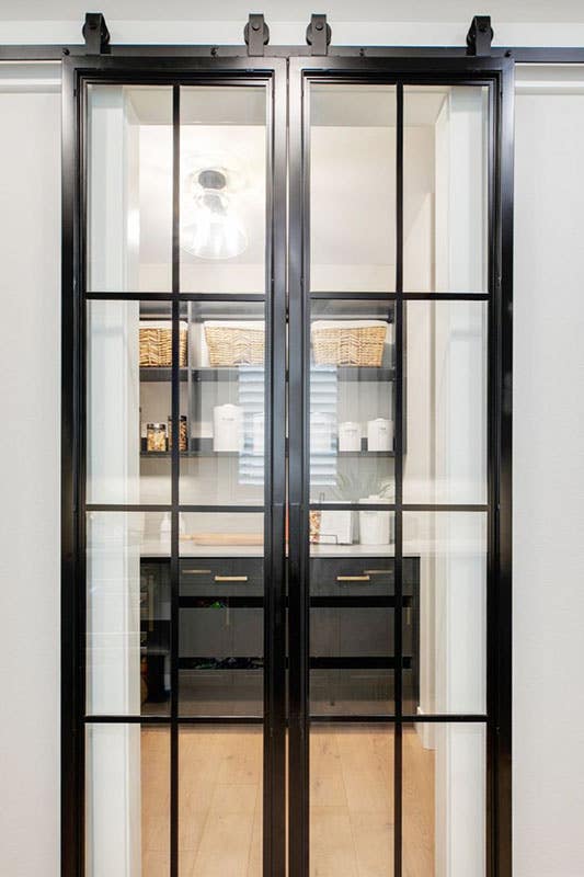 Walk-in Pantry with Black Glass Door