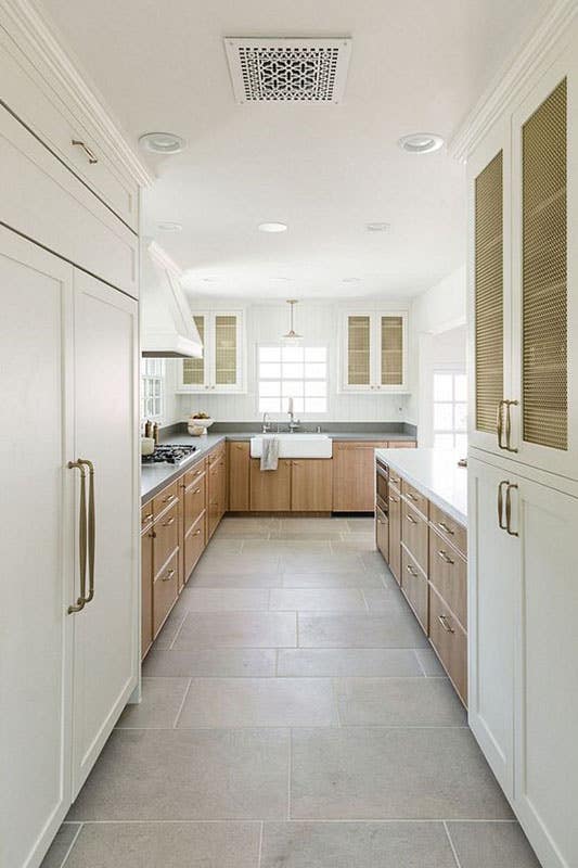 Warm white galley kitchen