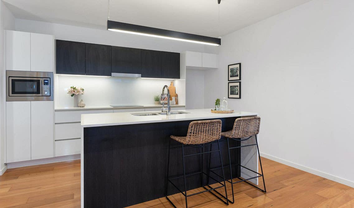 waterfall edge kitchen island 