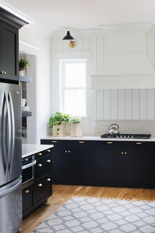 Two Tone Kitchen Style with white and black shaker cabinets