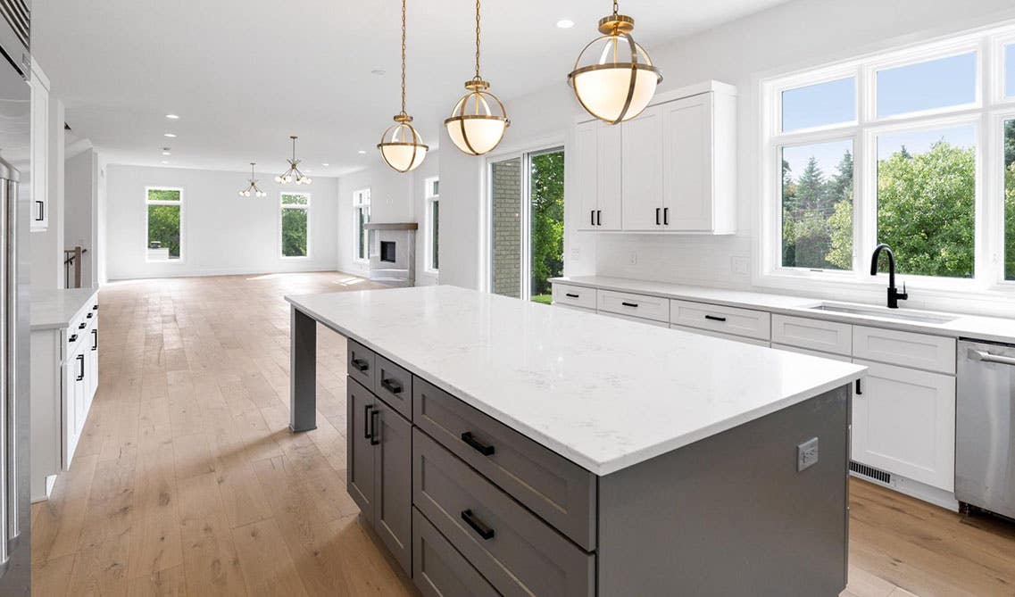 Two Tone Kitchen Style with white and gray shaker cabinets