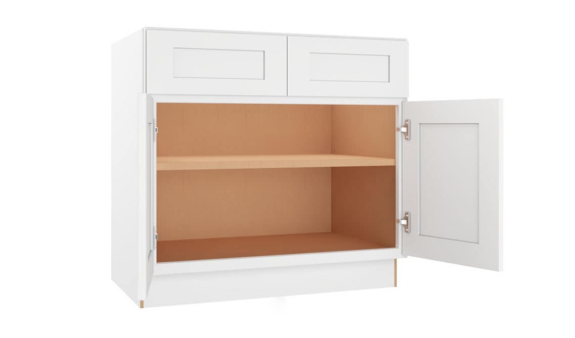 2 door white base cabinets