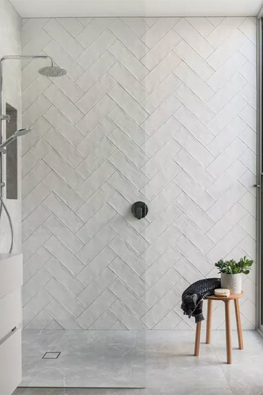 bathroom design with trendy shower tiles