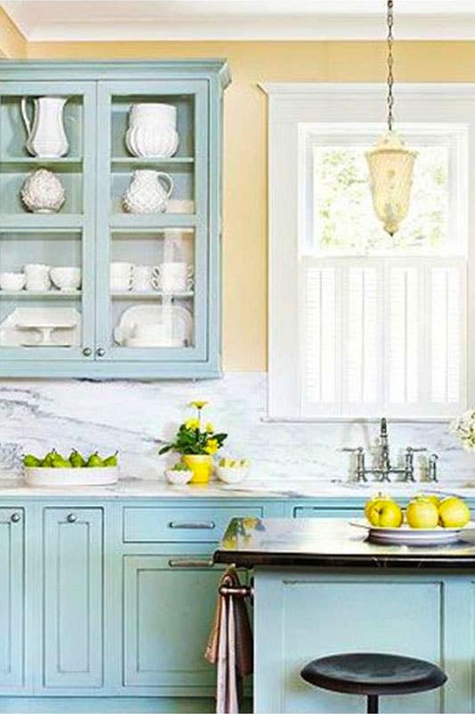 Yellow and Light Turquoise kitchen color 