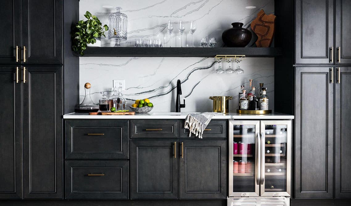 York Driftwood Grey Cabinet with Gold Hardware