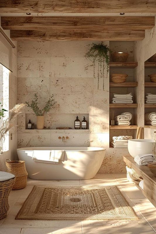 Natural tone bathroom design 