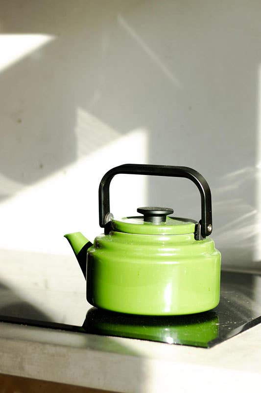 easter egg inside the green kettle 