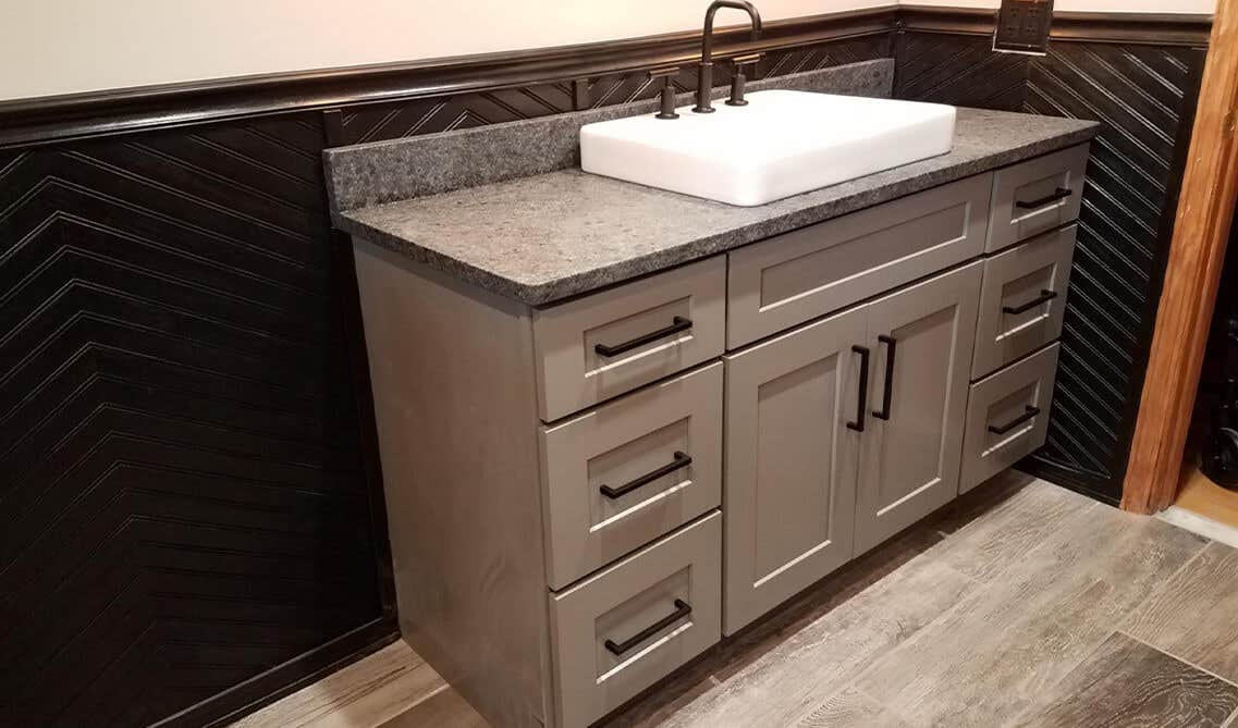 Adding Dark Colored Pulls or Knobs to Your Grey Cabinets