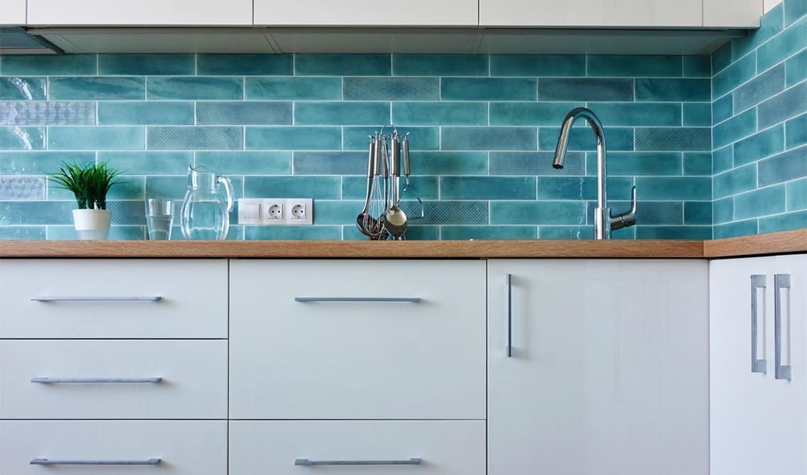 color subway tile backsplash