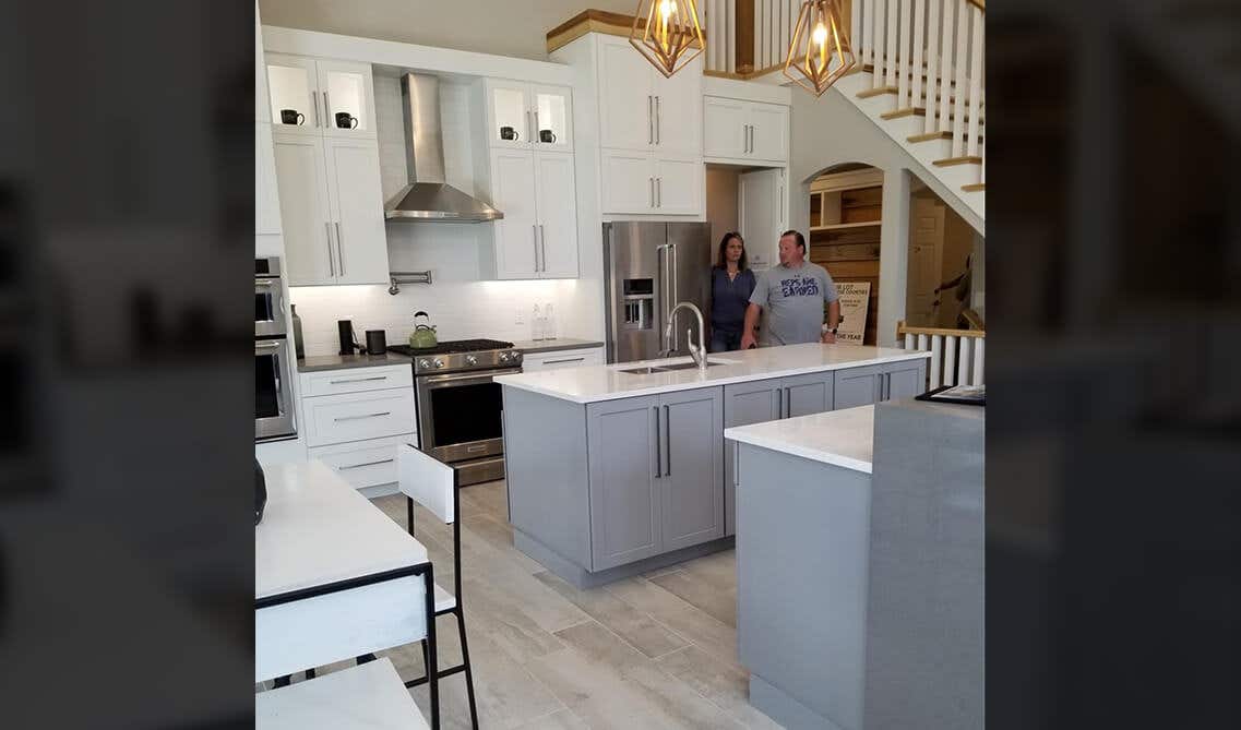 Light grey cabinets