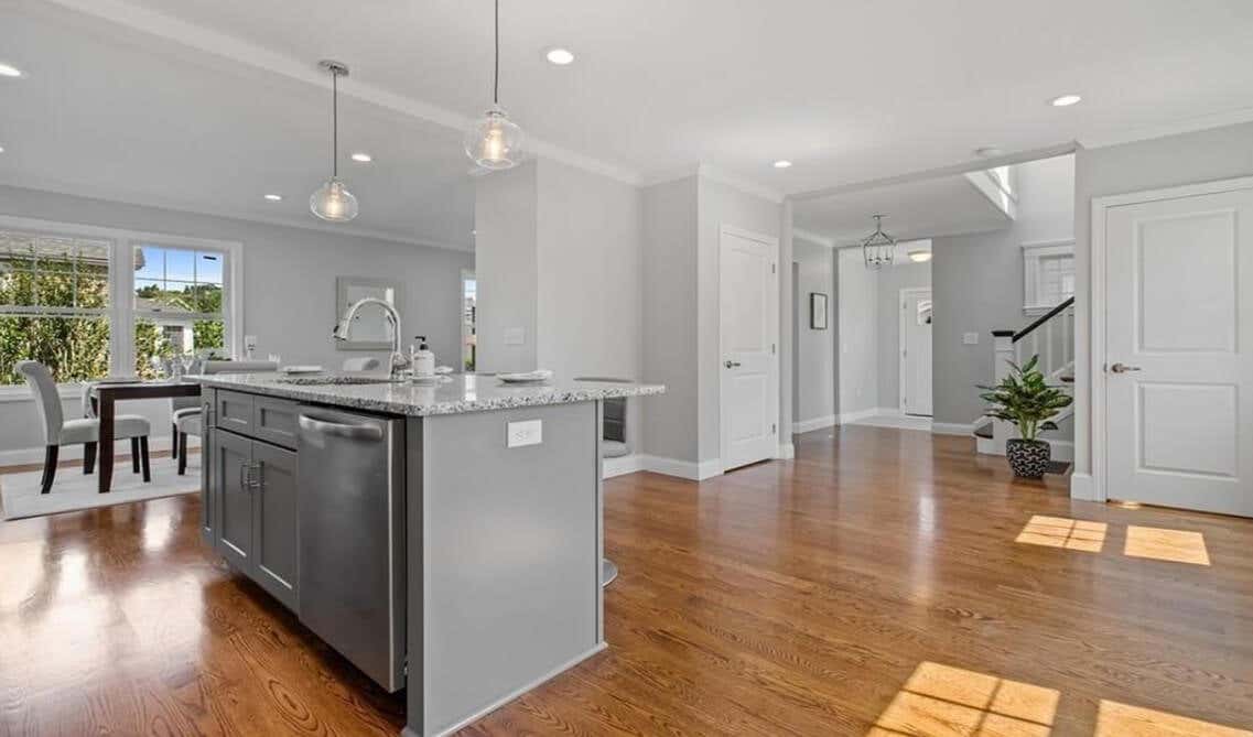 Dark wood cabinets with discount light wood floors