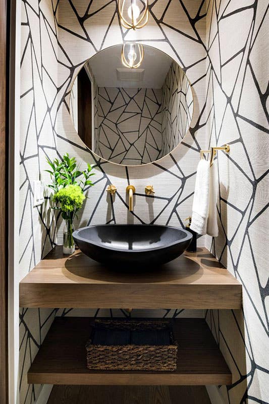 Luxury Powder Room with Gold Accent 