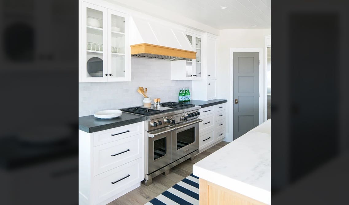 White cabinets with black hardware