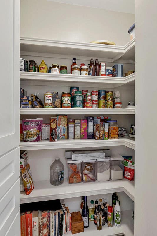  White shaker pantry cabinets with shelves 