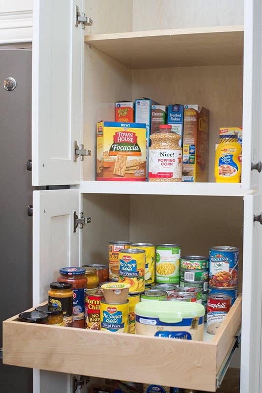 pull-out drawers in cabinet pantry