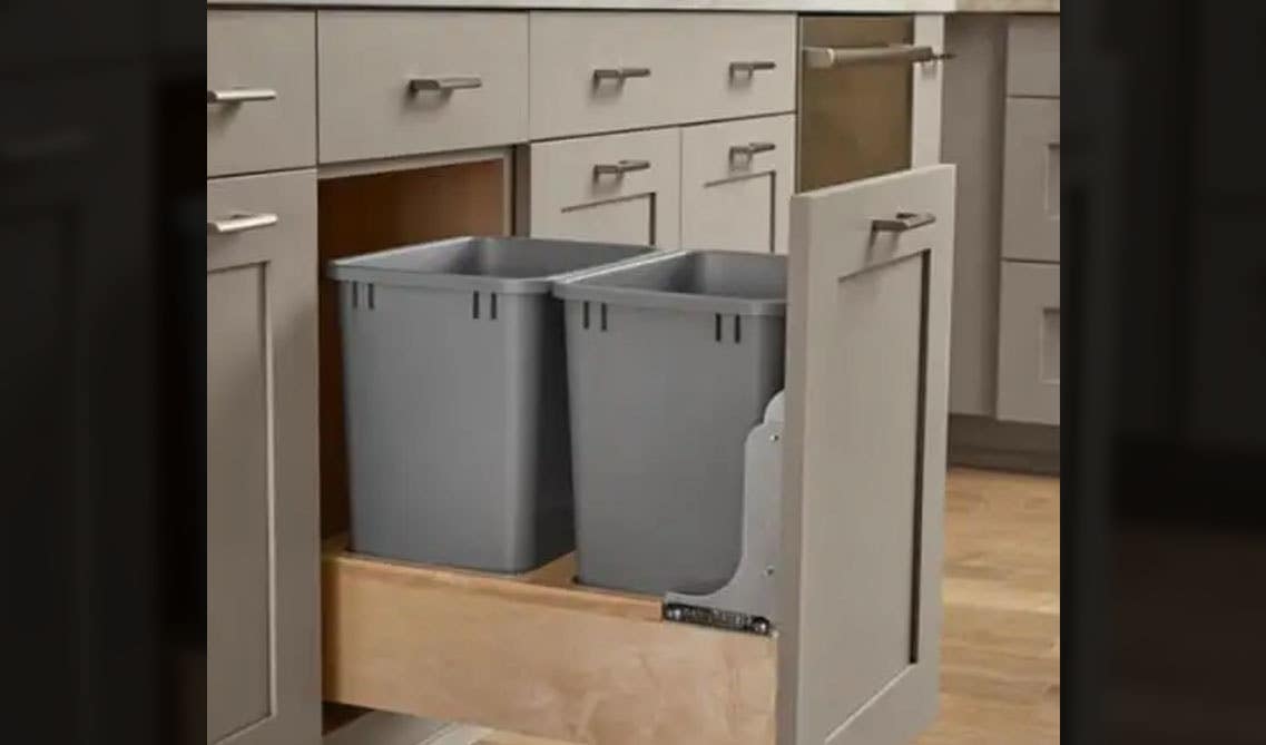 trash cans sliding cabinets