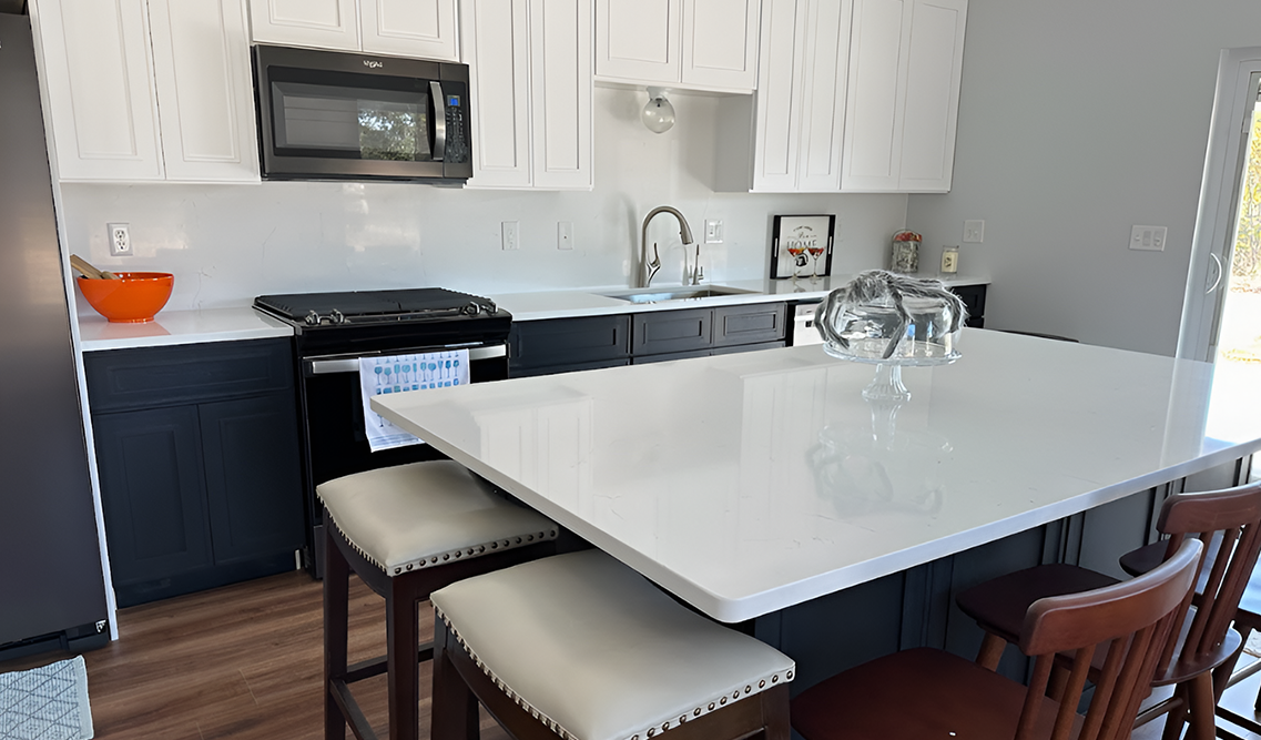 Craftsman Black Shaker and white shaker kitchen cabinets