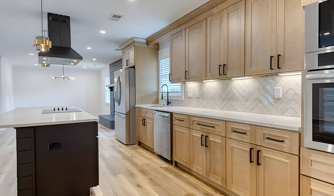 Craftsman Natural Shaker and Black Shaker Cabinets