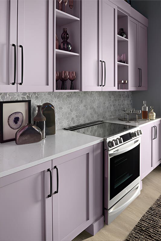 Floating Cabinets with Bold Backsplashes