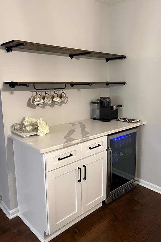 Floating Shelves with Cabinets