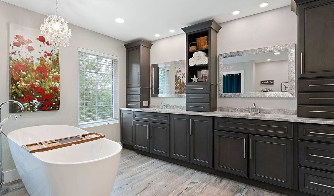 Open Shelving with Hidden Storage