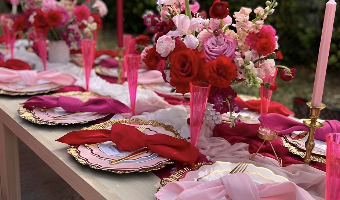 Pink and Red Table Settings