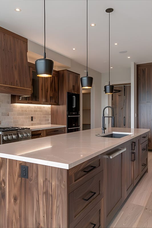 Walnut Wood Kitchen Cabinets