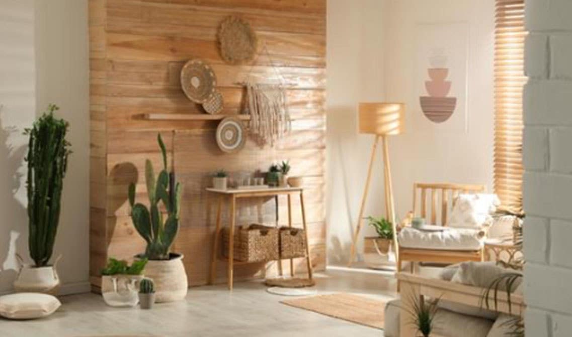 A natural wood accent wall idea